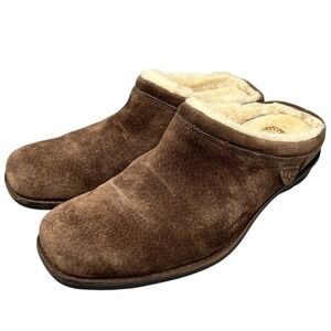 UGG Shoreham Clogs Suede Shearling Size 9 Cozycore Quiet Luxury Hygge Neutral